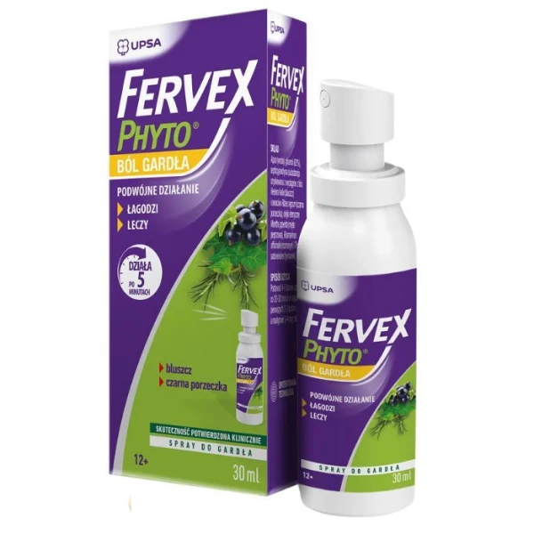 Fervex Phyto, ból gardła, spray do gardła, po 12 roku życia, 30ml