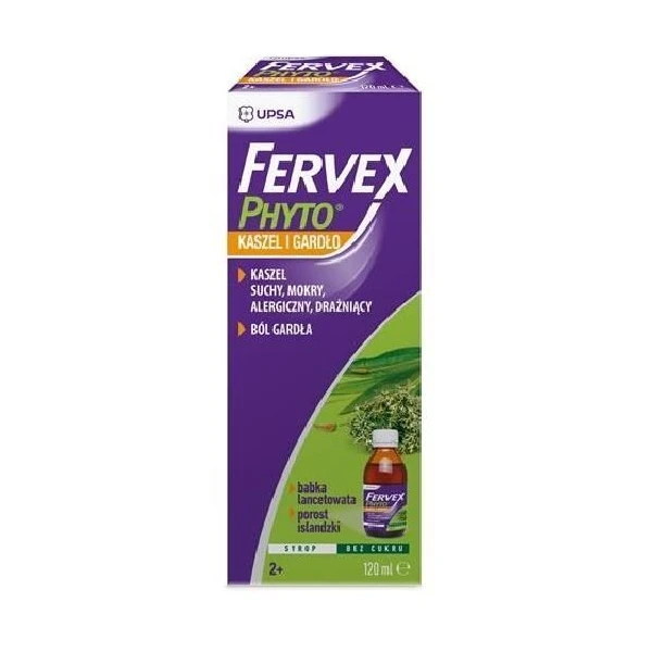 Fervex Phyto, kaszel i gardło, syrop, smak owocowy, dla dzieci po 2 roku życia, 120ml