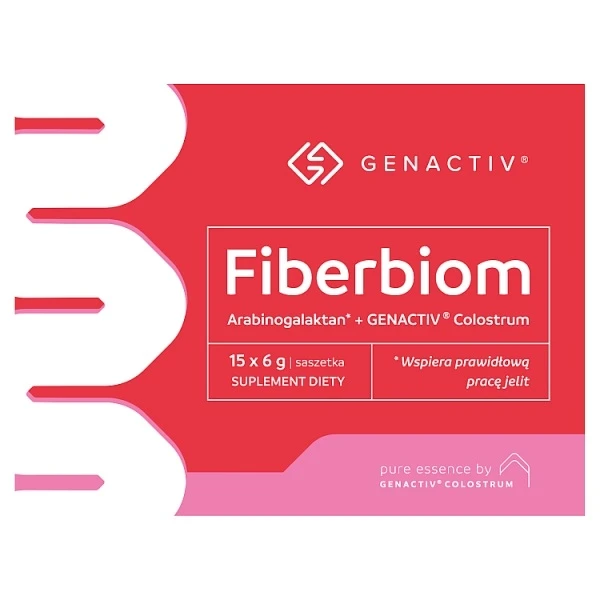 Genactiv Fiberbiom, błonnik + Colostrum, proszek, 15 saszetek