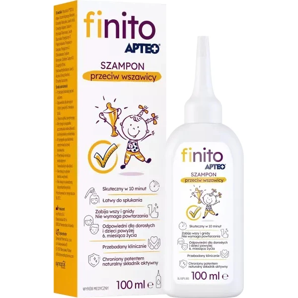 Finito, Apteo, szampon przeciw wszawicy, dla dorosłych i dzieci po 6 miesiącu życia, 100ml