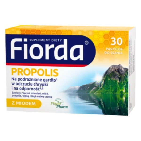 Fiorda Propolis, z miodem, 30 pastylek do ssania