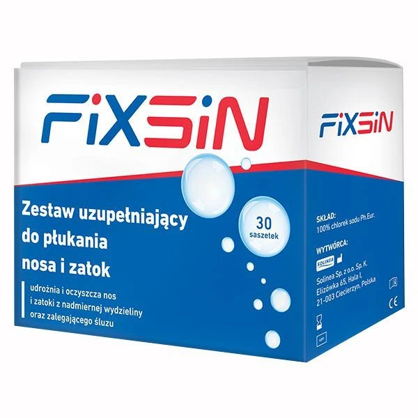 Fixsin, zestaw uzupełniający do płukania nosa i zatok, proszek, 30 saszetek