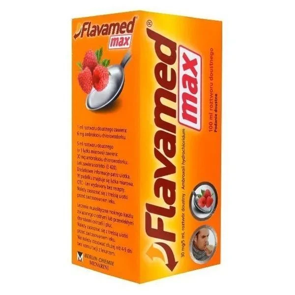 Flavamed Max 30mg/5ml, roztwór doustny, smak malinowy, po 2 roku życia, 100ml