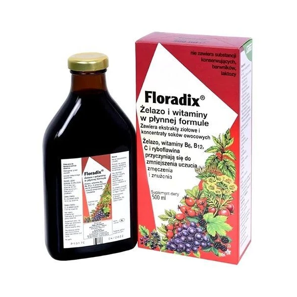 Floradix, żelazo i witaminy, płyn, 500ml