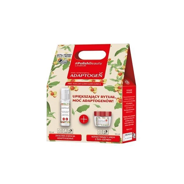 Flos-Lek Laboratorium, Adaptogen, krem wzmacniający, na dzień, 50ml + ziołowa esencja, 30ml