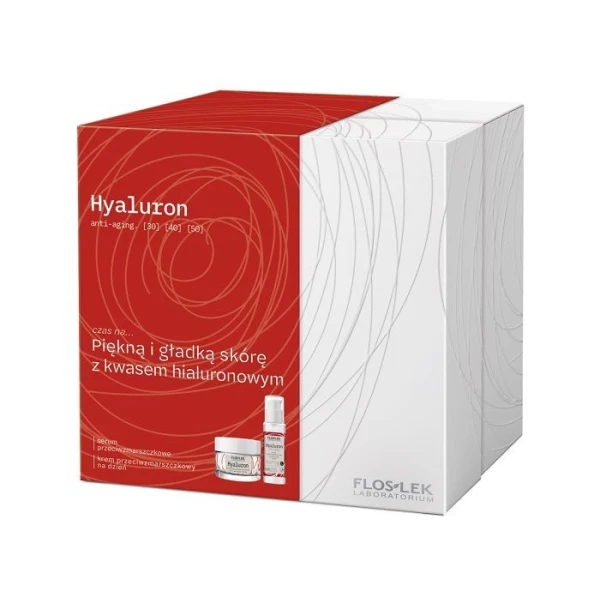 Flos-Lek Laboratorium, Hyaluron, krem przeciwzmarszczkowy na dzień, 50ml + serum przeciwzmarszczkowe, 30ml