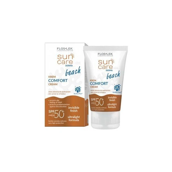 Flos-Lek Laboratorium, Sun Care Derma Beach Comfort, krem do twarzy i ciała SPF 50+, skóra normalna, wrażliwa i skłonna do podrażnień, 50ml