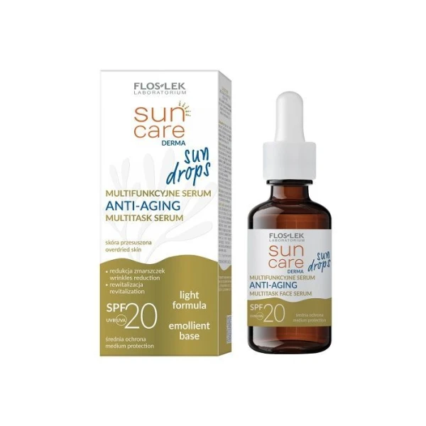 Flos-Lek Laboratorium, Sun Care Derma Sun Drops, multifunkcyjne serum Anti-Aging SPF20, 30ml
