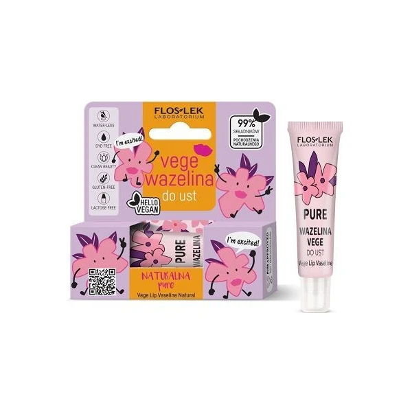 Flos-Lek Laboratorium, Vege, wazelina do ust, Pure, 10g