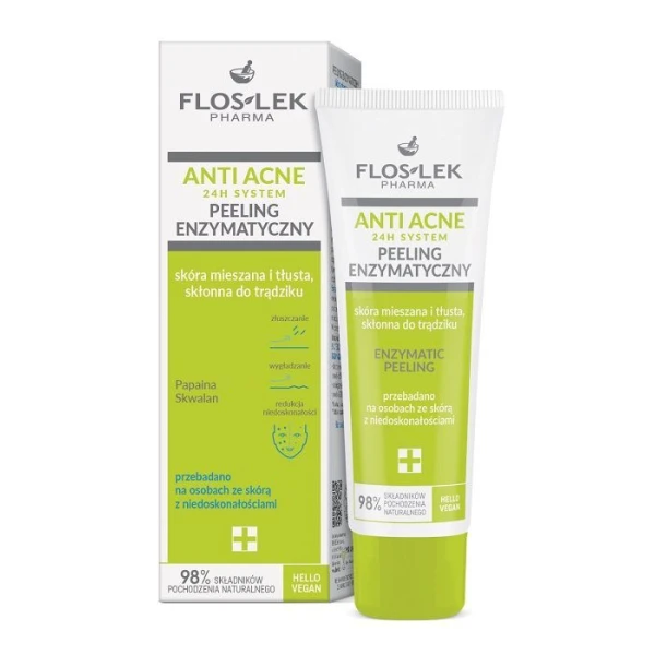 Flos-Lek Pharma, Anti Acne 24h System, peeling enzymatyczny do skóry tłustej, mieszanej i skłonnej do trądziku, 50ml image