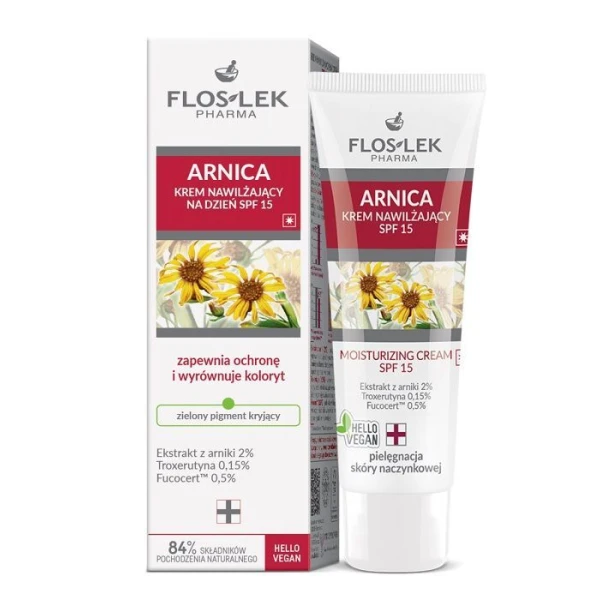 Flos-Lek Pharma, Arnica, nawilżający krem arnikowy SPF15, skóra naczynkowa, 50ml