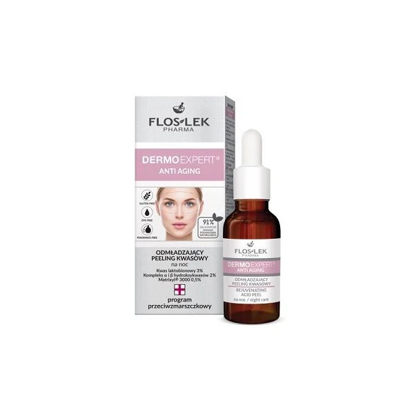 Flos-Lek Pharma, Dermoexpert, Anti Aging, odmładzający peeling kwasowy na noc, 30ml