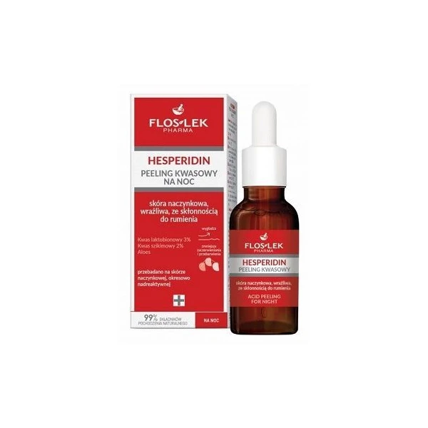 Flos-Lek Pharma, Hesperidin, peeling kwasowy na noc, 30ml
