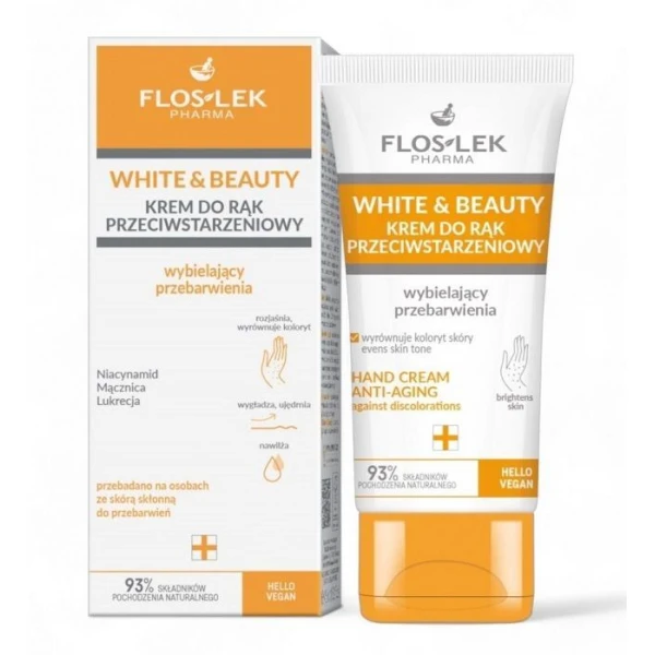 Flos-Lek Pharma, White&Beauty, krem do rąk przeciwstarzeniowy wybielający przebarwienia, 45ml
