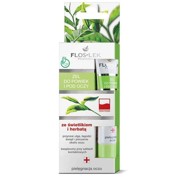 Flos-Lek Pharma, żel ze świetlikiem i herbatą do powiek i pod oczy, 15ml
