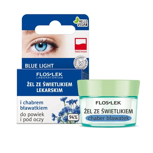 Flos-Lek Laboratorium, żel ze świetlikiem lekarskim i chabrem bławatkiem do powiek i pod oczy, 10g