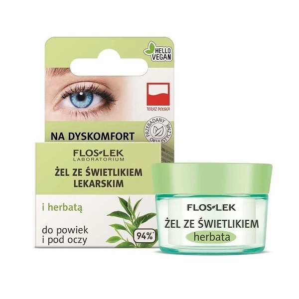 Flos-Lek Laboratorium, żel ze świetlikiem lekarskim i herbatą do powiek i pod oczy, 10g