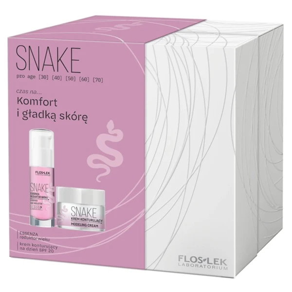 Flos-Lek Laboratorium, Snake, krem konturujący, na dzień, SPF20, 50ml + essenza reduktor wieku, 30ml