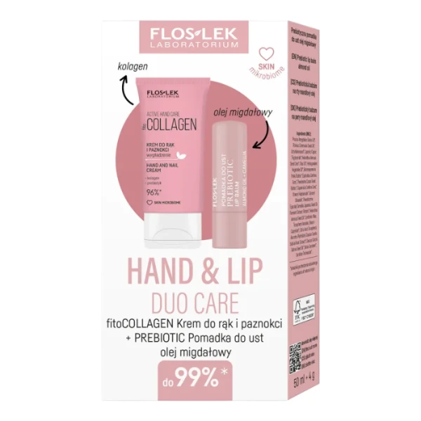 Flos-Lek Laboratorium, fitoCollagen, krem do rąk i paznokci, 50ml + Prebiotic, pomadka do ust, 4g
