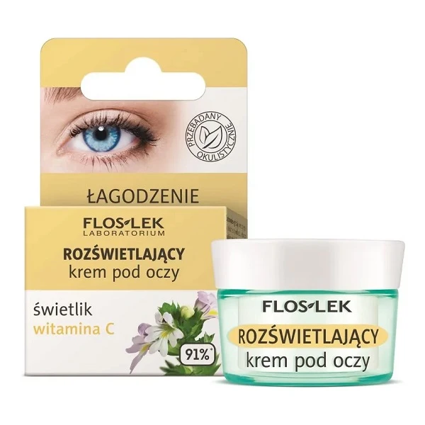 Flos-Lek Laboratorium, rozświetlający krem pod oczy, świetlik i witamina C, 15ml