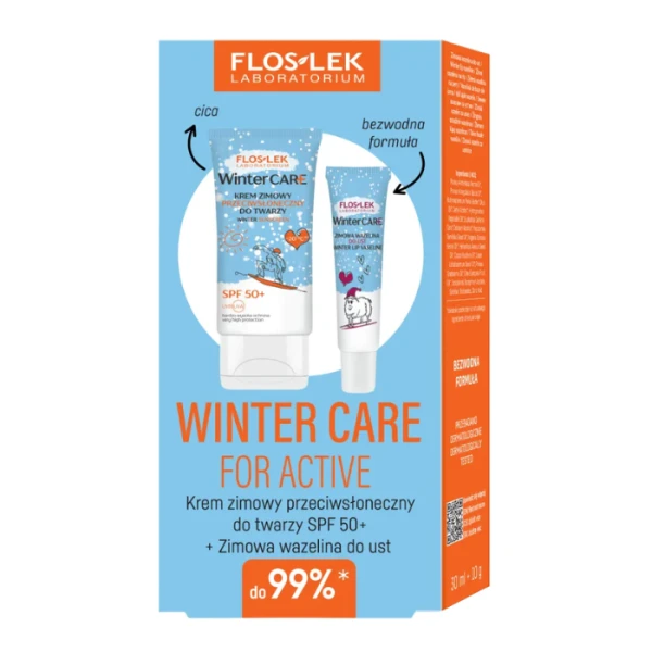 Flos-Lek Laboratorium, Winter Care, krem zimowy do twarzy, SPF 50+, 30ml + wazelina do ust, 10g