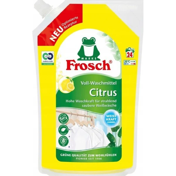 Frosch, płyn do prania tkanin białych, cytrynowy, zapas, 1440ml