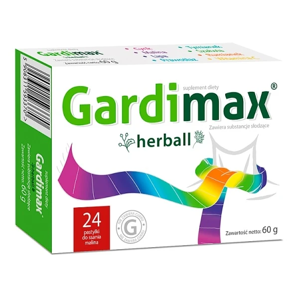 Gardimax Herball, smak malinowy, 24 pastylki do ssania