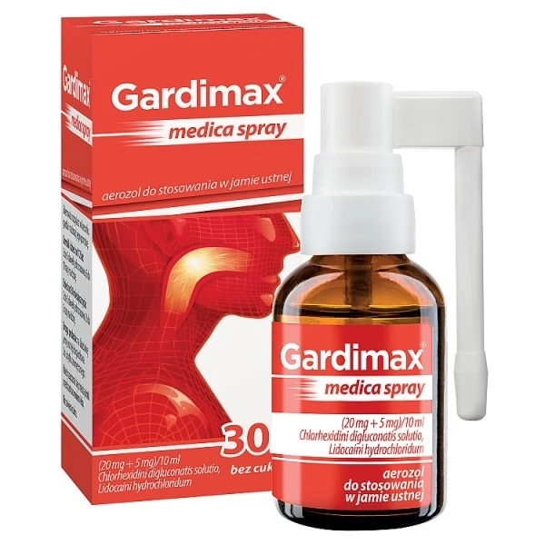 Gardimax medica spray (20mg+5mg)/10ml, aerozol bez cukru, 30ml