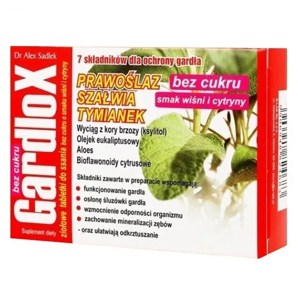 Gardlox, bez cukru, smak wiśniowo-cytrynowy, 16 pastylek do ssania