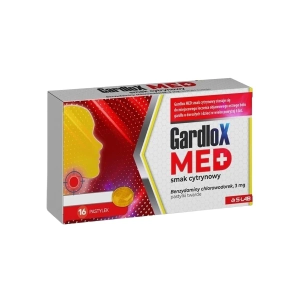 Gardlox Med 3mg, smak cytrynowy, 16 pastylek do ssania