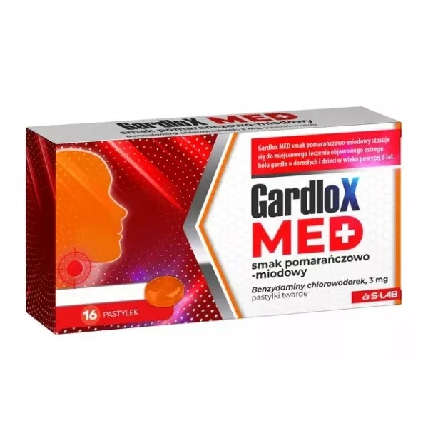 Gardlox Med 3mg, smak pomarańczowo-miodowy, 16 pastylek do ssania
