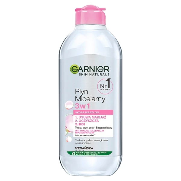 Garnier Skin Naturals, płyn micelarny 3w1, skóra wrażliwa, 400ml