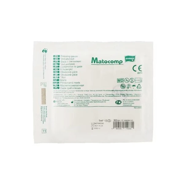 Gaza bawełniana Matocomp, jałowa, 13-nitkowa, 1m2, 1 sztuka