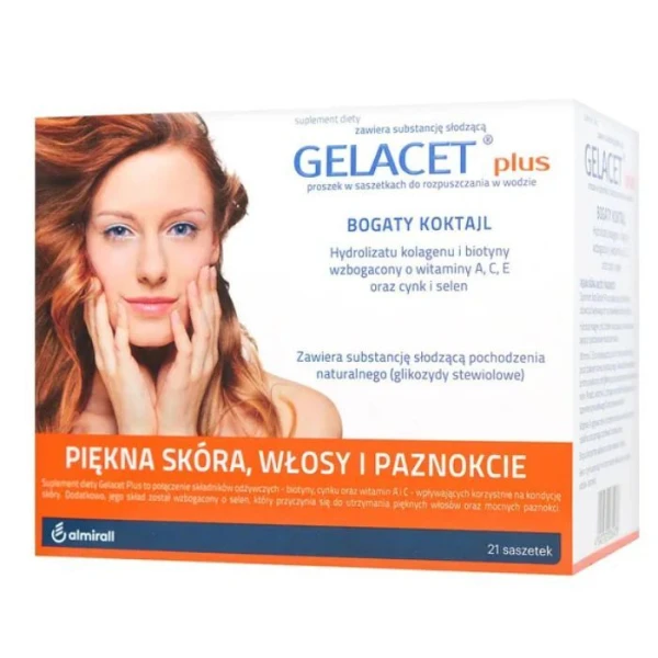 Gelacet Plus, proszek do rozpuszczenia w wodzie, 21 saszetek