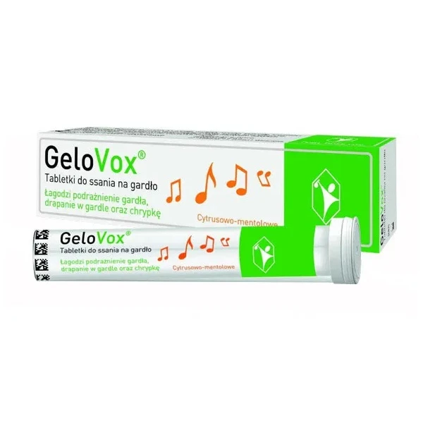 GeloVox, tabletki do ssania na gardło, smak cytrusowo-mentolowy, 20 tabletek