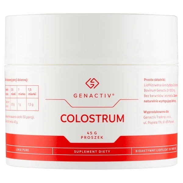 Genactiv Colostrum, proszek, dla dorosłych i dzieci po 3 roku życia, 45g