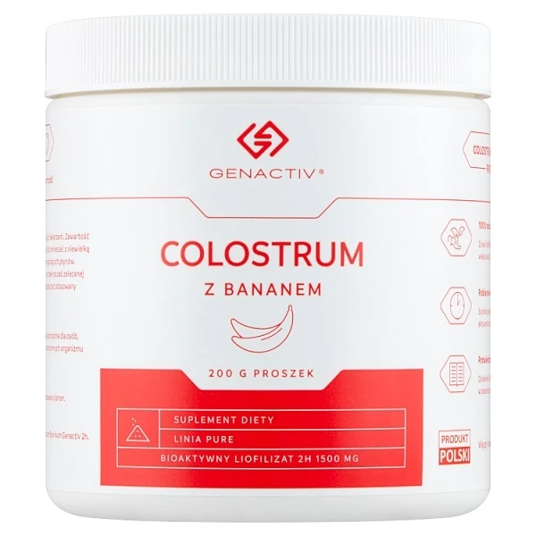 Genactiv Colostrum z bananem, proszek, 200g