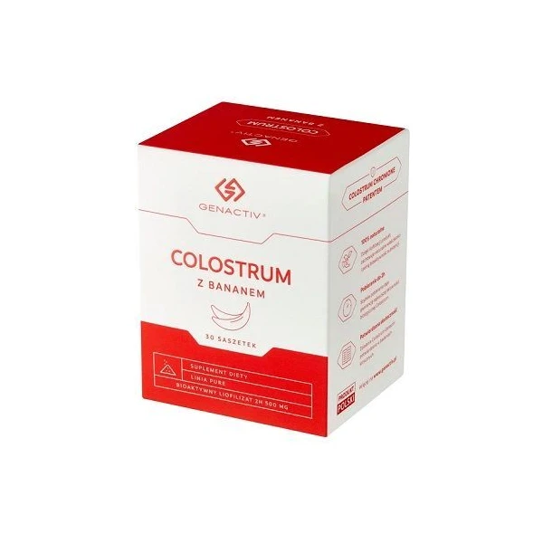 Genactiv Colostrum z bananem, proszek, 30 saszetek