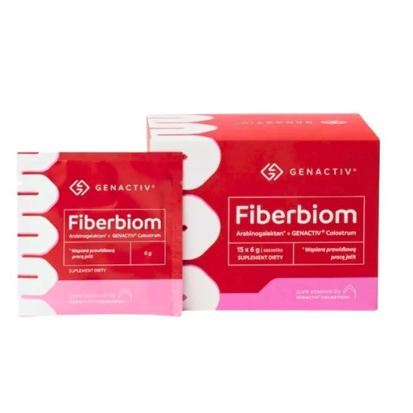Genactiv Fiberbiom, błonnik + Colostrum, proszek, 15 saszetek