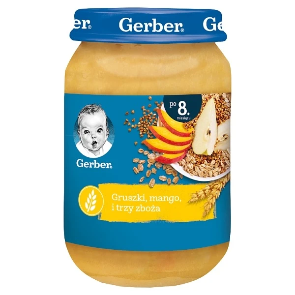 Gerber, gruszki, mango i trzy zboża, po 8 miesiącu, 190g