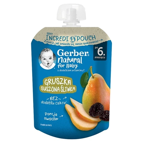 [DATA - 2026-10-30] Gerber, deserek w tubce, gruszka z suszoną śliwką, po 6 miesiącu, 80g