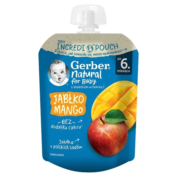 Gerber, deserek w tubce, jabłko z mango, po 6 miesiącu, 80g