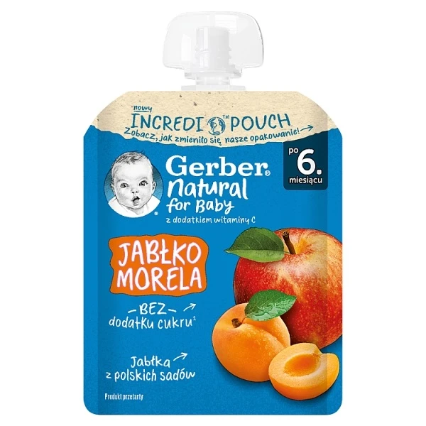 [DATA - 2026-11-30] Gerber, deserek w tubce, jabłko i morela, po 6 miesiącu, 80g