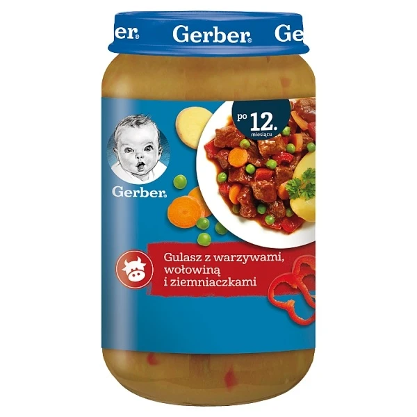 Gerber, gulasz z warzywami, wołowiną i ziemniaczkami, po 12 miesiącu, 250g