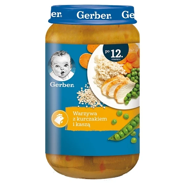 Gerber, warzywa z kurczakiem i kaszą, po 12 miesiącu, 250g