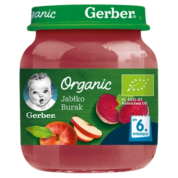 Gerber Organic, jabłko i burak, po 6 miesiącu, 125g