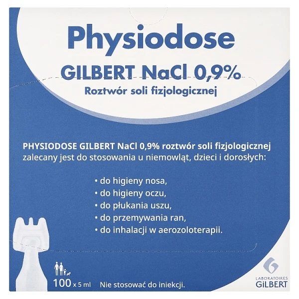 Physiodose, Gilbert NaCl 0,9%, roztwór soli fizjologicznej, 100 ampułek po 5ml