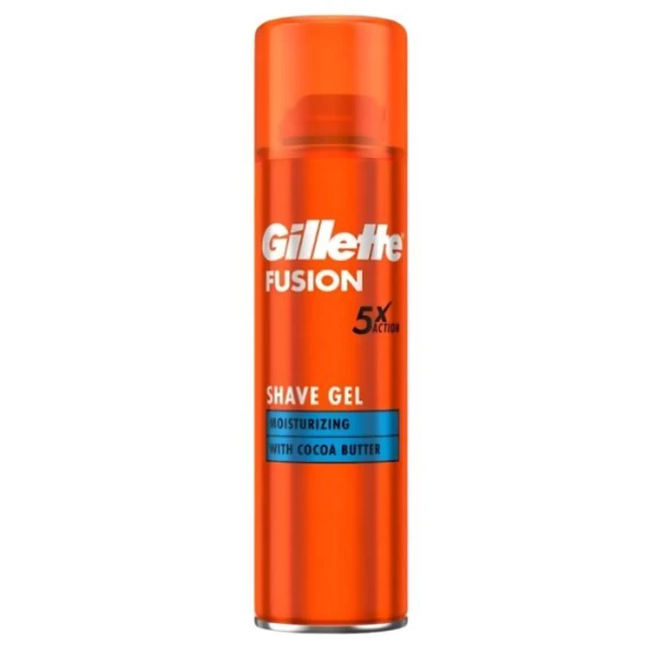 Gillette Fusion 5X Action, żel nawilżający do golenia, masło kakaowe, 200ml