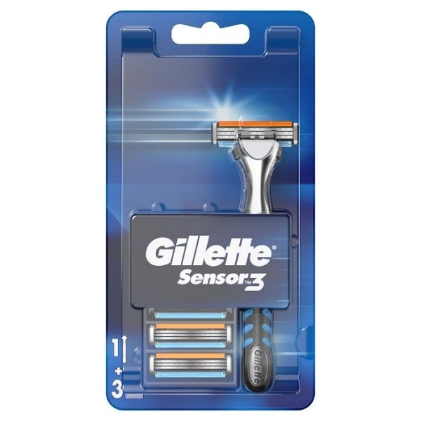 Gillette Sensor3, maszynka do golenia dla mężczyzn, rączka i 3 ostrza, 1 opakowanie