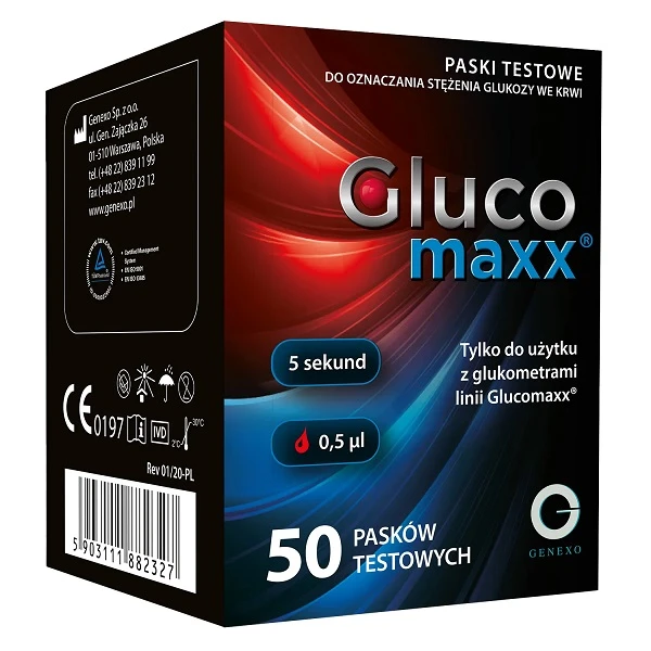Glucomaxx, test paskowy do glukometru, 50 sztuk